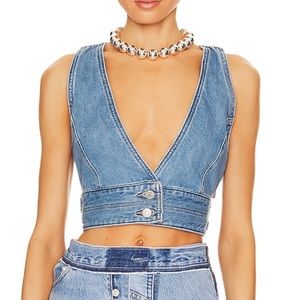 Levi’s Raine denim crop top vest, size Small